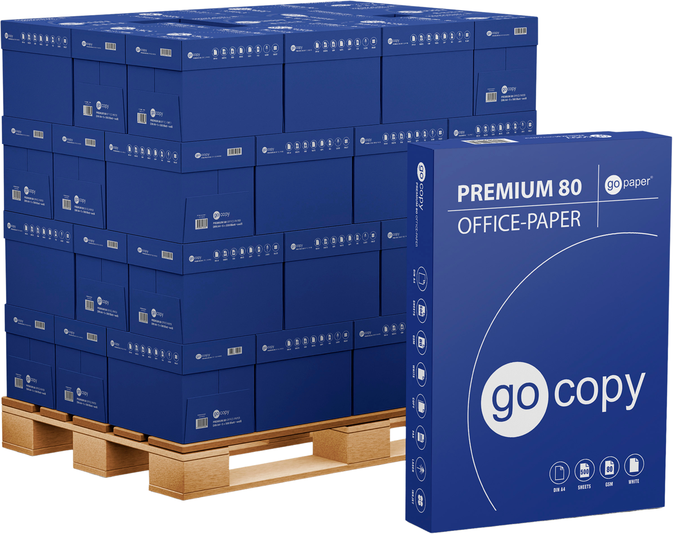 Go Copy Premium 80 gram A4 160 Cie pallet 250 pakken PEFC kopieerpapier